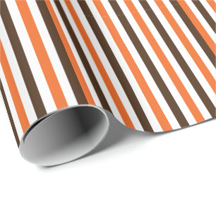 Papel De Presente Listras Verticais Laranja Marrom