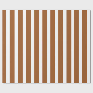 Papel De Presente Listras Verticais Marrom e Branco Minimalistas