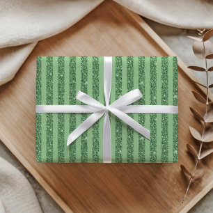 Papel De Presente Listras Verticais Simples com Brilho na Cor Verde