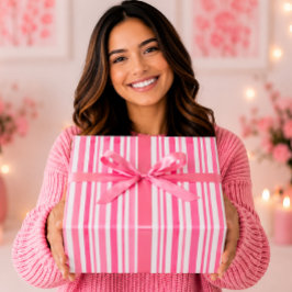 Papel De Presente Listras vibrantes de aguarela rosa quente