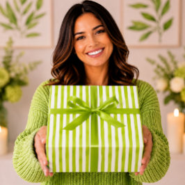 Papel De Presente Listras vibrantes de verde lima em aquarela