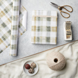 Papel De Presente Listras Xadrez Amarelo Verde Branco de Aniversário