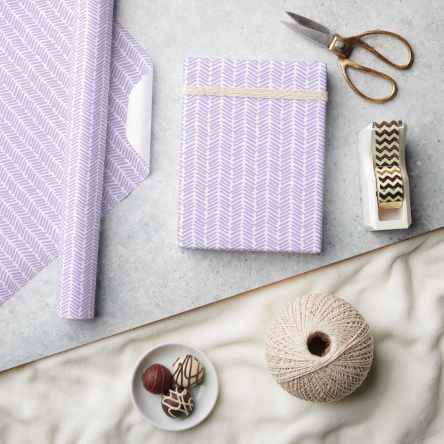 Papel De Presente Listras Zig Zag Roxo Violeta Branco Luz de Primave (Artesanato)