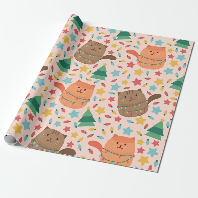 Papel De Presente Little and cute Christmas Kitten (Desenrolado)