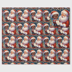 Papel De Presente Little Black Boy no colo do Papai noel