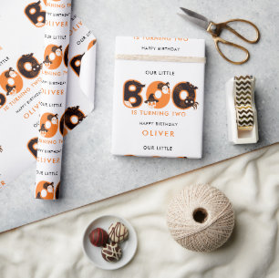 Papel De Presente Little Boo está virando dois nomes Aniversário