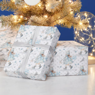 Papel De Presente Little Girl Blue Christmas