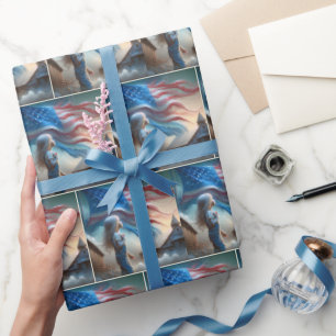 Papel De Presente Little Girl with American Flag