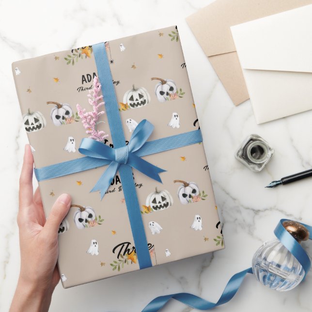 Papel De Presente Little Pumpkin Halloween Any Age Birthday  (Presentear)