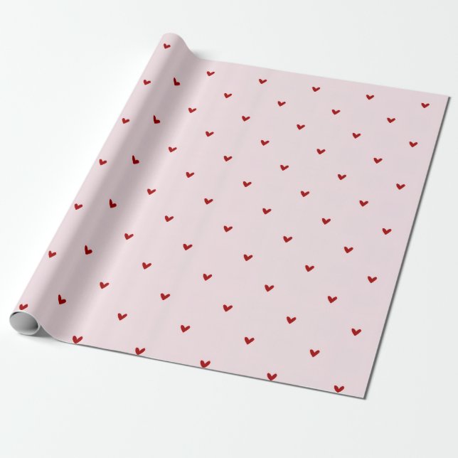 Papel De Presente Little Red Hears Pink Valentine'sDay (Desenrolado)