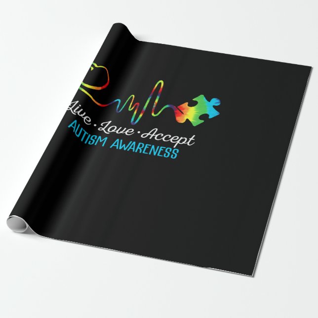 Papel De Presente Live Love Accept Autism Awareness (Desenrolado)