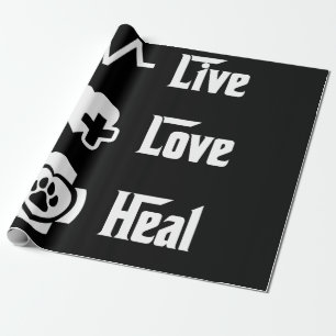 Papel De Presente Live Love Heal Vet Tech Para Técnicos Veterinári