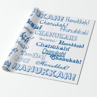 Papel De Presente Livro Azul e Branco de Chanukah O' Hannukah