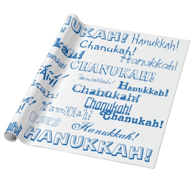 Papel De Presente Livro Azul e Branco de Chanukah O' Hannukah (Desenrolado)