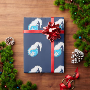 Papel De Presente Livro Azul Tropical de Natal