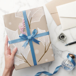 Papel De Presente Livro Branco Elegante   Mínimo Botani
