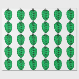 Papel De Presente Livro Branco sobre Pinecone Verde