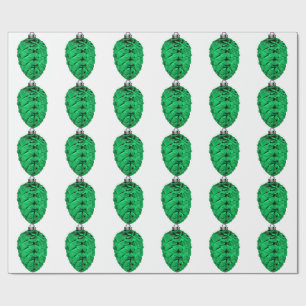 Papel De Presente Livro Branco sobre Pinecone Verde