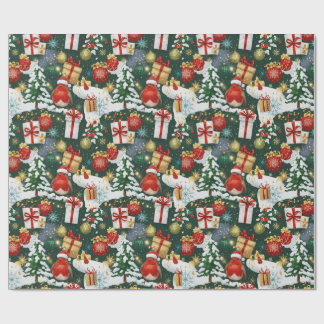 Papel De Presente Livro de Natal Whimsical Robin