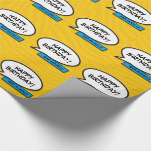 Papel De Presente Livro de Quadrinhos de ANIVERSÁRIO Personalizado P