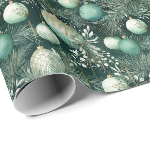 Papel De Presente Livro De Vestido De Natal Com Ornamentos Verdes