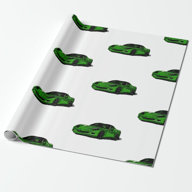 Papel De Presente Livro Verde C6 Corvette Wrapper (Desenrolado)
