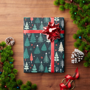Papel De Presente Livro Verde da Árvore de Natal Verde e Bonito Xmas