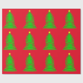 Papel De Presente Livro Verde da Árvore de Natal Vermelha