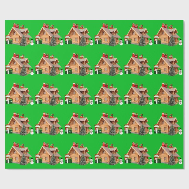 Papel De Presente Livro Verde da Cabina de Natal (Aberto)