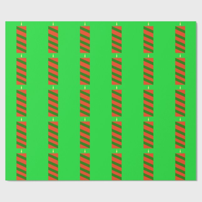 Papel De Presente Livro Verde da Vela Vermelha e Verde (Aberto)