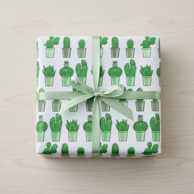 Papel De Presente Livro Verde de Encapsulamento de Presentes de Cact (Green Cactus Gift Wrapping Paper)