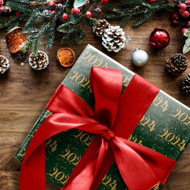 Papel De Presente Livro Verde do Ano Novo de 2024 (Criador carregado)