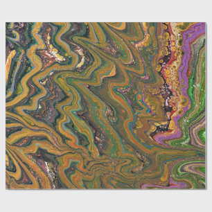 Papel De Presente Livro verde e Dourado de enrolamento do Abstrato L