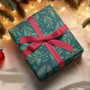 Papel De Presente Livro Verde e Livro Vermelho do Natal