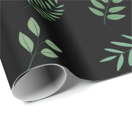 Papel De Presente Livro Verde Elegante sobre Folha Negra