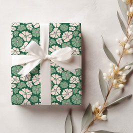 Papel De Presente Livro Verde escuro e branco creme