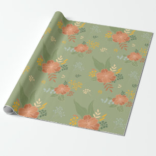Papel De Presente Livro Verde Floral