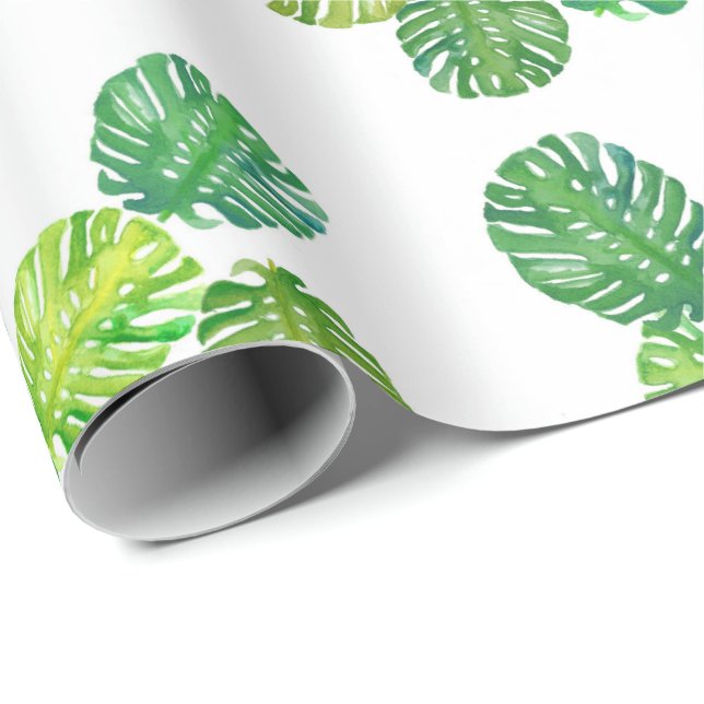 Papel De Presente Livro Verde Monstera Jungle Gift Wraps (Ponta do rolo)