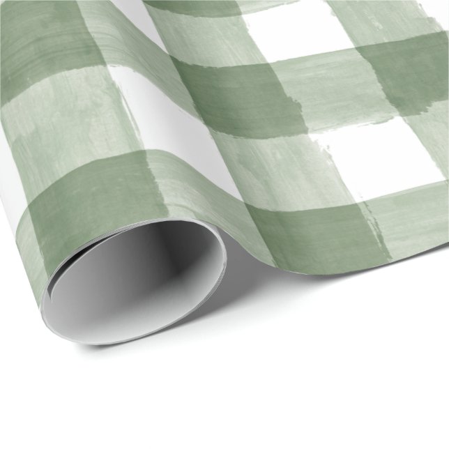 Papel De Presente Livro Verde Rustic Buffalo Check Holiday Wraping P (Ponta do rolo)