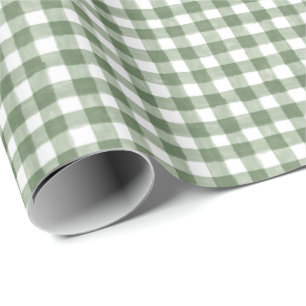 Papel De Presente Livro Verde Rustic Gingham Holiday