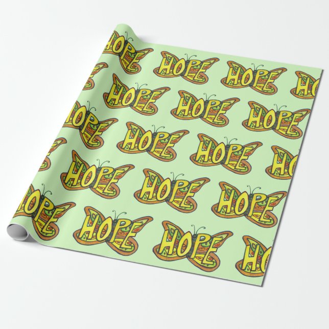 Papel De Presente Livro Verde sobre o Wrapling de borboletas Inspira (Desenrolado)