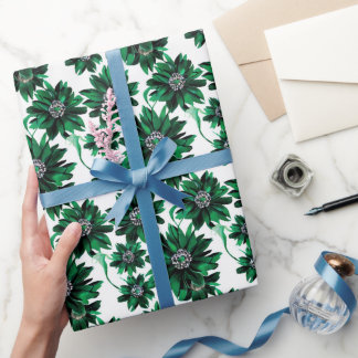 Papel De Presente Livro Verde sofisticado sobre Wrapper Floral Emera