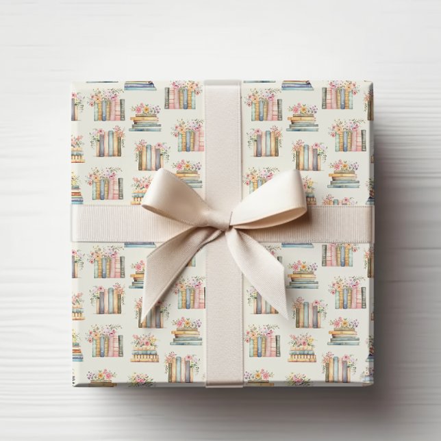Papel De Presente Livros Florais (Floral Books Wrapping Paper by Painted Paperie
)