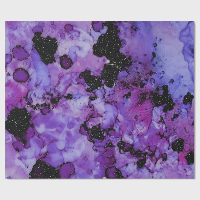 Papel De Presente Lixeira vívida de preto e tinta roxa (Aberto)