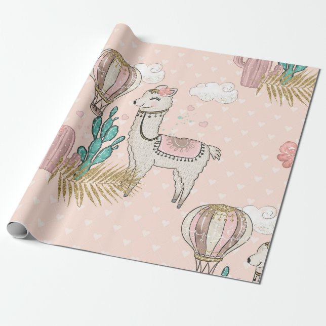 Papel De Presente Llama Deserto Steampunk Brilho Falso (Desenrolado)