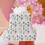Papel De Presente Llama Have Some Christmas Fun Holiday<br><div class="desc">Llama have some Christmas fun holiday paper includes an adorable llama pattern on white background,  a teal background with snowflake pattern,  and a solid pear green.  Llamas and birds wearing knit hats,  cactus,  candy canes,  and wrapped gifts within pattern.</div>