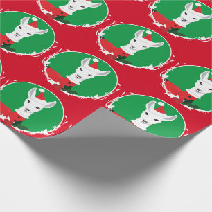 Papel De Presente Llama Papai noel Red Green Novelty Natal