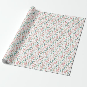 Papel De Presente Llama rosa e cacto verde