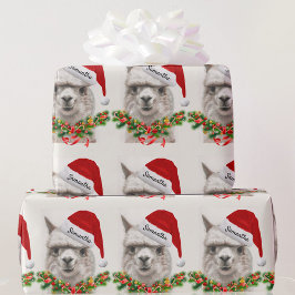 Papel De Presente Llama Sorri Papai Noel Nome Personalizado Natal