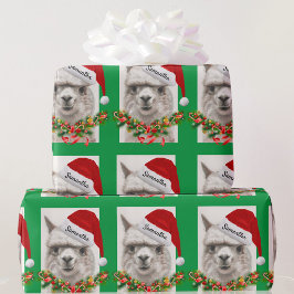 Papel De Presente Llama Sorri Papai Noel Nome Personalizado Natal